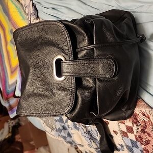 Amerileather black drawstring backpack